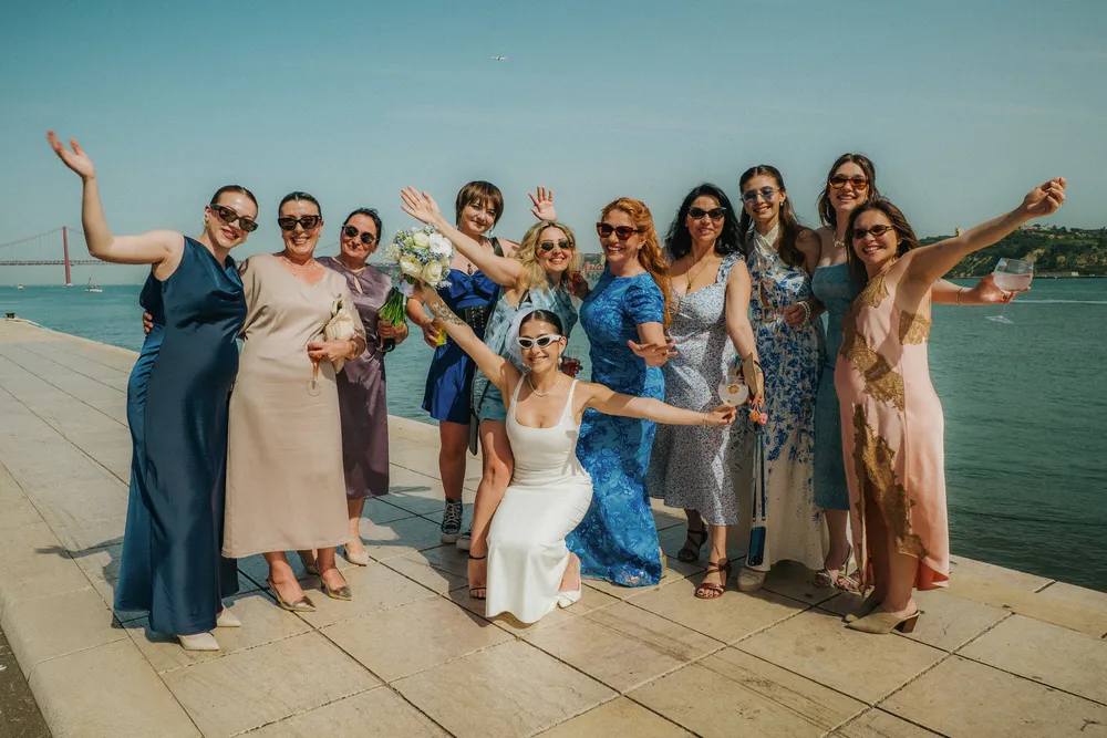Friendsmoon celebration during multi day destination wedding journey